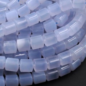 AAA Natural Blue Chalcedony Barrel Drum Tube Short Cylinder Smooth 10mm Beads Gemmy Clear Gemstone 16" Strand | Natural genuine other-shape Gemstone beads for beading and jewelry making.  #jewelry #beads #beadedjewelry #diyjewelry #jewelrymaking #beadstore #beading #affiliate #ad