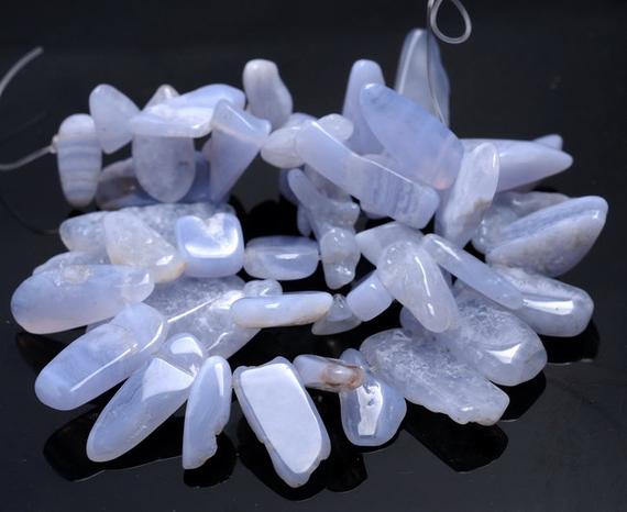 20-25mm Chalcedony Blue Lace Agate Gemstone Stick Slice Nugget Loose Beads 15.5 Inch Full Strand (80001834-a27)
