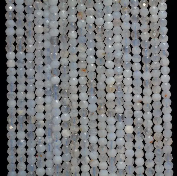3x2mm Chalcedony Blue Lace Agate Gemstone Grade Aa Micro Faceted Rondelle Loose Beads 15.5 Inch Full Strand (80006543-a205)