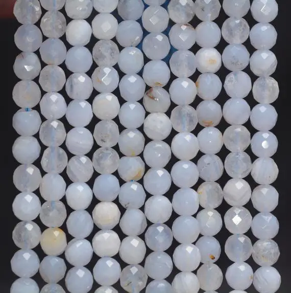 6mm Chalcedony Blue Lace Agate Gemstone Grade Aa Micro Faceted Round Loose Beads 15.5 Inch Full Strand (80010036-a200)