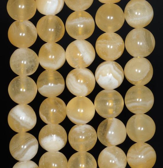 10mm Yellow Honey Calcite Gemstone Grade Aa Round Loose Beads 7.5 Inch Half Strand (80002693 H-a89)