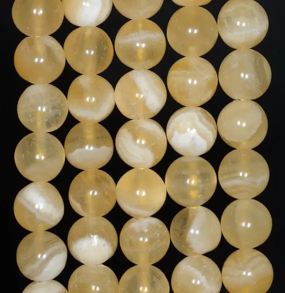 10mm Yellow Honey Calcite Gemstone Grade Aa Round Loose Beads 15 Inch Full Strand (80002693-a89)