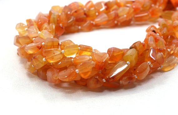16" Long Strand Natural Carnelian Gemstone,smooth Nuggets Shape Beads, Size 4x7-8x11 Mm Orange Nuggets Making Jewelry Wholesale Price