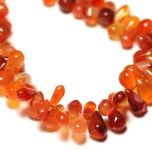 Shop Carnelian Bead Shapes! Fil 19cm 72pc env – Perles de Pierre – Cornaline gouttes 7-9mm N3 – 8741140022812 | Natural genuine other-shape Carnelian beads for beading and jewelry making.  #jewelry #beads #beadedjewelry #diyjewelry #jewelrymaking #beadstore #beading #affiliate #ad