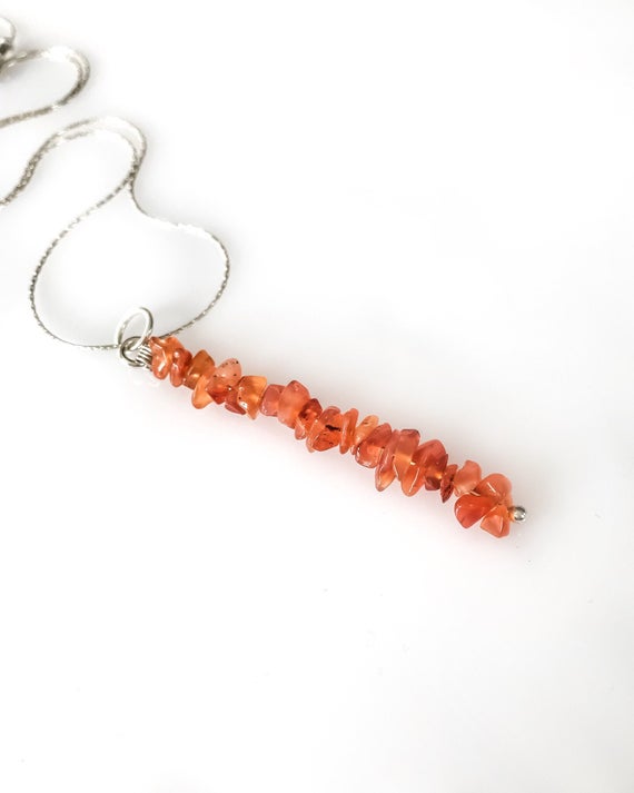 Carnelian Pendant Beaded Bar Necklace, Courage Necklace, Encouragement Gift, Strength Jewelry