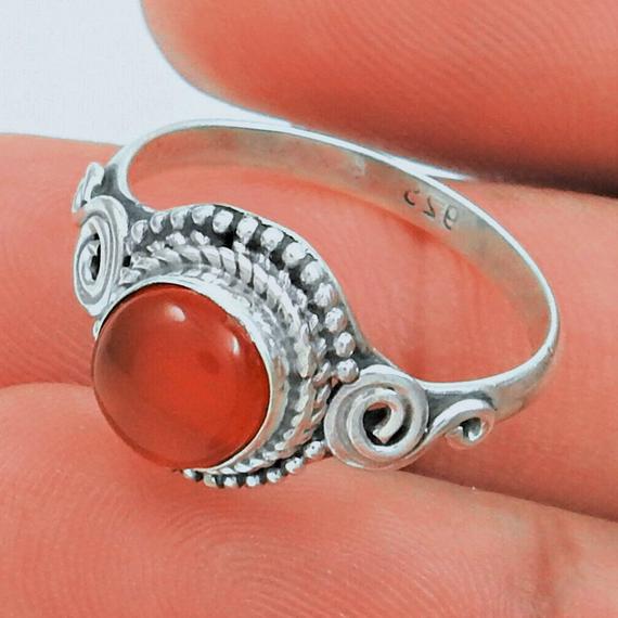 Attractive Sterling Silver Natural Carnelian Ring, Silver Ring, Gift For Her, Unique Gift Ring, Designer Ring, Gemstone Ring, Handmade Ring,