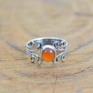 Shop Carnelian Rings! Unique Sale Sterling Silver NATURAL CARNELIAN Ring, Silver Ring, Gift For Her, Unique Gift Ring, Designer Ring, Gemstone Ring, Handmade Ring | Natural genuine Carnelian rings, simple unique handcrafted gemstone rings. #rings #jewelry #shopping #gift #handmade #fashion #style #affiliate #ad