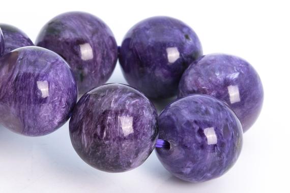 13mm Charoite Beads Deep Purple Bracelet Grade Aa Genuine Natural Round Gemstone 8" (115239h-3848)