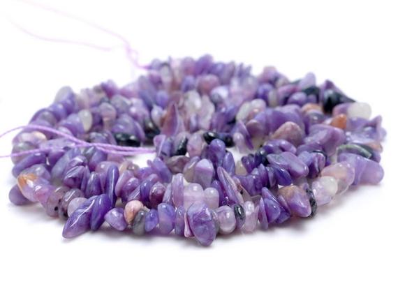 5-6mm  Genuine Charoite Gemstone Pebble Nugget Chip Loose Beads 15.5 Inch  (80002102-a12)
