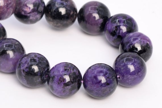 13mm Dark Color Charoite Beads Russia Grade A+ Genuine Natural Gemstone Half Strand Round Loose Beads 7.5" Bulk Lot Options (108986h-2839)