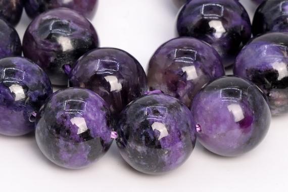 Genuine Natural Russian Charoite Gemstone Beads 13mm Dark Color Round A+ Quality Loose Beads (108986)