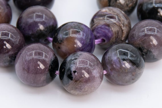 Genuine Natural Russian Charoite Gemstone Beads 10mm Deep Color Round Ab Quality Loose Beads (108963)