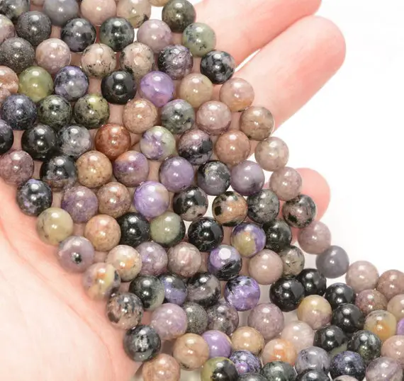 8mm Genuine Purple Charoite Gemstone Grade Ab Round Loose Beads 15.5 Inch Full Strand (80009659-a181)