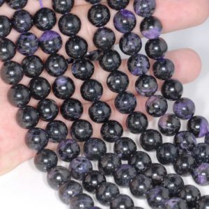 Shop Charoite Round Beads! 10mm Black Charoite Gemstone Round Loose Beads 15.5 inch Full Strand LOT 1,2,6 and 12 (80000604-249) | Natural genuine round Charoite beads for beading and jewelry making.  #jewelry #beads #beadedjewelry #diyjewelry #jewelrymaking #beadstore #beading #affiliate #ad