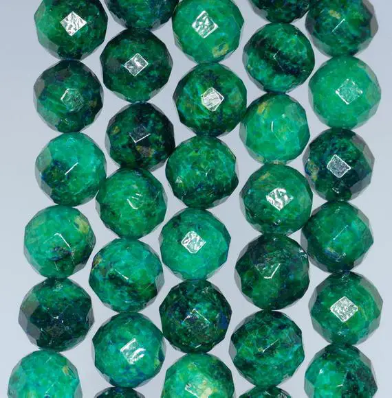 12mm  Chrysocolla Quantum Quattro Gemstone Faceted Round Loose Beads 7.5 Inch Half Strand (90182721-a137)