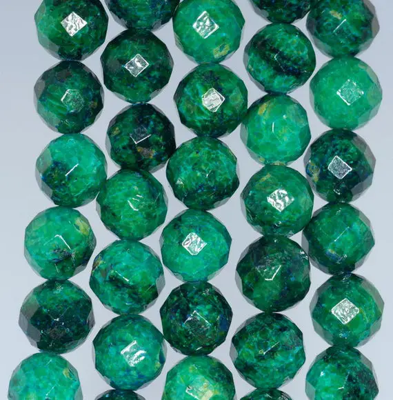 12mm  Chrysocolla Quantum Quattro Gemstone Faceted Round Loose Beads 15.5 Inch Full Strand (90182624-a137)
