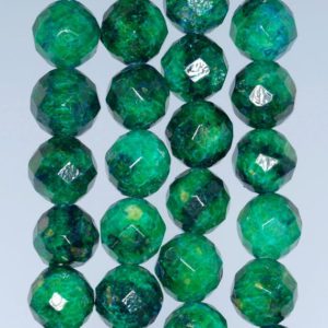 Shop Chrysocolla Faceted Beads! 14MM  Chrysocolla Quantum Quattro Gemstone Faceted Round Loose Beads 7.5 inch Half Strand (90182722-A137) | Natural genuine faceted Chrysocolla beads for beading and jewelry making.  #jewelry #beads #beadedjewelry #diyjewelry #jewelrymaking #beadstore #beading #affiliate #ad