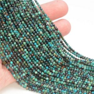Shop Chrysocolla Faceted Beads! 2mm Genuine Shattuckite Chrysocolla Gemstone Grade AAA Micro Faceted Round Beads 15.5 inch Full Strand LOT 1,2,6,12 and 50 (80006983-468 | Natural genuine faceted Chrysocolla beads for beading and jewelry making.  #jewelry #beads #beadedjewelry #diyjewelry #jewelrymaking #beadstore #beading #affiliate #ad