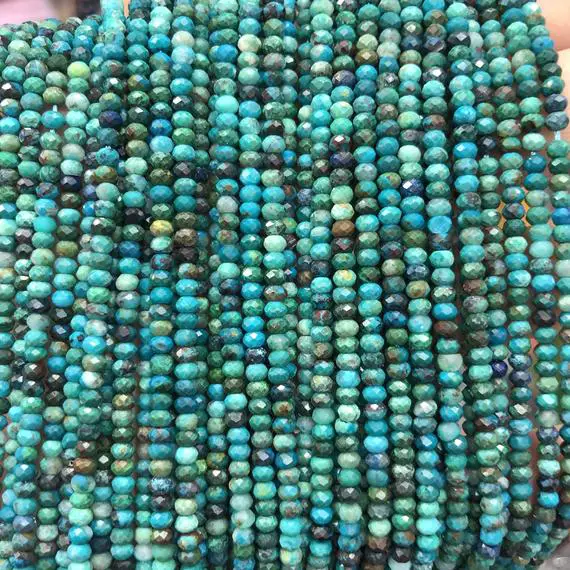 A+  Chrysocolla Faceted Beads, Natural Gemstone Beads,  Nice Cut Rondelle Stone Beads 2x3mm 15''