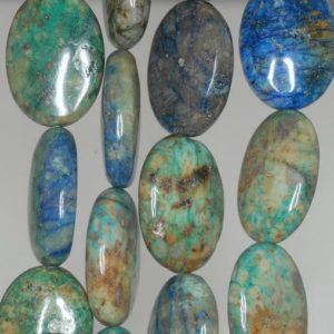 Shop Chrysocolla Bead Shapes! 25X18mm Green Blue Chrysocolla Gemstone Oval Beads 7.5 inch Half Strand BULK LOT 1,2,6,12 and 50 (90188514-676) | Natural genuine other-shape Chrysocolla beads for beading and jewelry making.  #jewelry #beads #beadedjewelry #diyjewelry #jewelrymaking #beadstore #beading #affiliate #ad