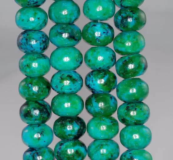 10x14mm  Chrysocolla Quantum Quattro Gemstone Rondelle Loose Beads 7.5 Inch Half Strand (90182642-a140)