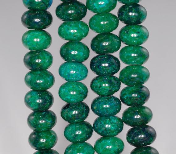 12x8mm  Chrysocolla Quantum Quattro Gemstone Rondelle Loose Beads 7.5 Inch Half Strand (90182641-a140)