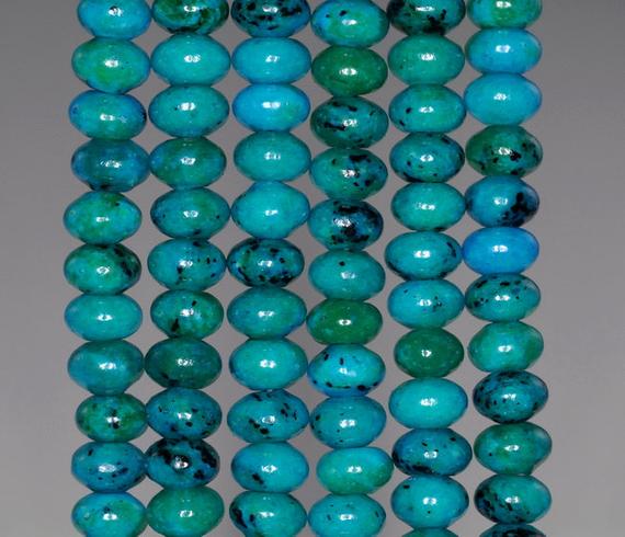 8x5mm  Chrysocolla Quantum Quattro Gemstone Rondelle Loose Beads 15.5 Inch Full Strand (90182639-a140)