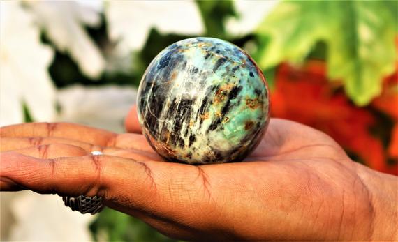 55mm Green Chrysocolla Sphere Healing Gemstone For Chakra Balance Reiki Charged Meditation Tool Spiritual Gothic Home Decor Gift
