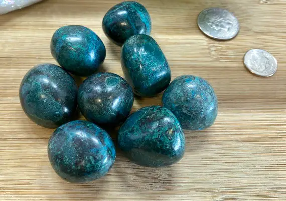 Tumbled Chrysocolla Stones Gift Bag