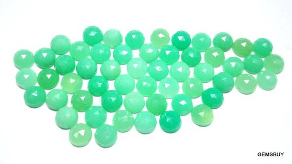 10 Pieces 4mm To 7mm Chrysoprase Rosecut Round Gemstone, Natural Chrysoprase Round Rosecut Cabochon Gemstone, Chrysoprase Rosecut Round Gems