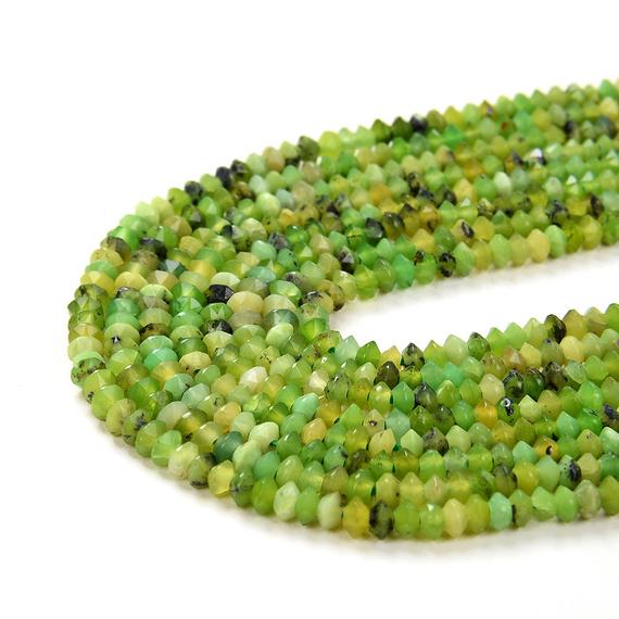3x2mm  Chrysoprase Gemstone Grade Aa Faceted Rondelle Saucer Loose Beads (p1)