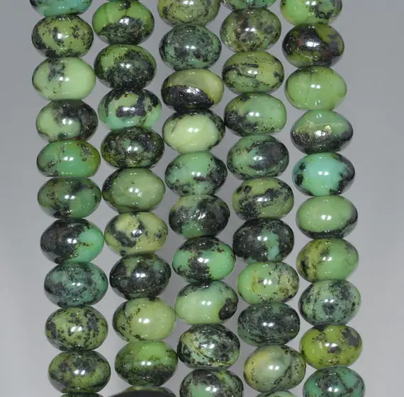 10x6mm Black Green Chrysoprase Gemstone Grade A Rondelle Loose Beads 7.5 Inch Half Strand (80000542 H-a72)