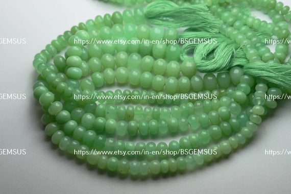 7 Inches Strand, Finest Quality, Natural Chrysoprase Smooth Rondelles, Size 5-7mm