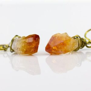 Shop Citrine Earrings! Niobium Earrings with Yellow Citrine – Sensitive Ears Hypoallergenic Colored Niobium – Natural Raw Rough Gemstone Jewelry – Wire Wrapped | Natural genuine Citrine earrings. Buy crystal jewelry, handmade handcrafted artisan jewelry for women.  Unique handmade gift ideas. #jewelry #beadedearrings #beadedjewelry #gift #shopping #handmadejewelry #fashion #style #product #earrings #affiliate #ad