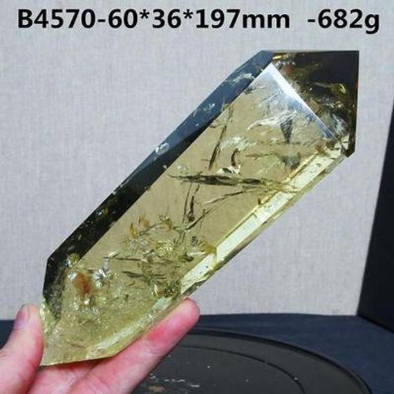 Best Natural Double Terminated Clear Citrine Quartz Point,rainbow Yellow Crystal Tower,gather Wealth-682g