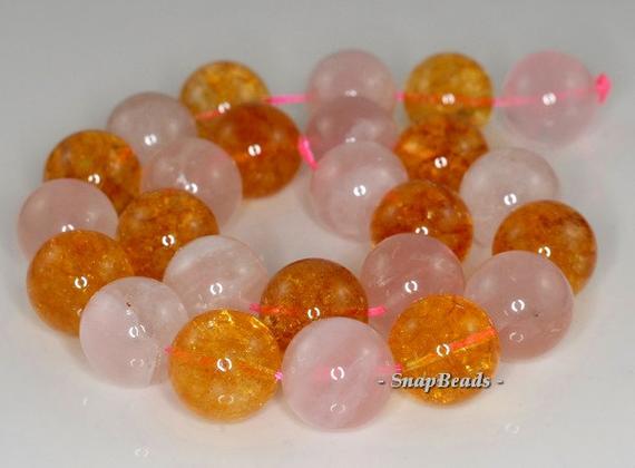 16mm Citrine Rose Light Mix Quartz Gemstone Round Loose Beads 7.5 Inch Half Strand (90191210-b26-546)