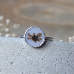 Shop Dendritic Agate Rings! Dendritic Agate Ring, Botanical Scenic Agate, Sterling Silver OOAK Ring, Unique Plant Ring, Size 8 | Natural genuine Dendritic Agate rings, simple unique handcrafted gemstone rings. #rings #jewelry #shopping #gift #handmade #fashion #style #affiliate #ad