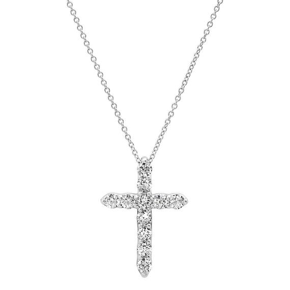 Natural Diamond Cross Necklace Tcw. 0.83 Ct / Natural Diamonds / Luxury Gift / 0.5ct - 1.5ct Available