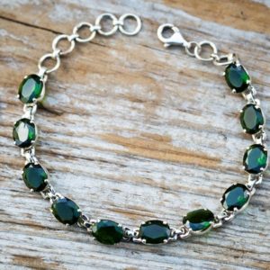 Shop Diopside Bracelets! Chrome Diopside Bracelet – Chrome Diopside Bracelet – Chrome Diopside Bezel Bracelet – Green Chrome Diopside -Bracelet – Sterling Silver | Natural genuine Diopside bracelets. Buy crystal jewelry, handmade handcrafted artisan jewelry for women.  Unique handmade gift ideas. #jewelry #beadedbracelets #beadedjewelry #gift #shopping #handmadejewelry #fashion #style #product #bracelets #affiliate #ad