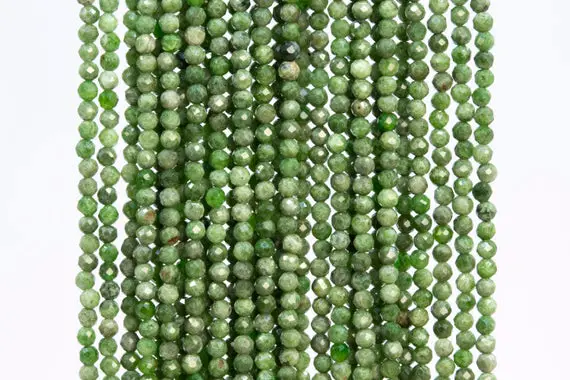 Genuine Natural Chrome Diopside Gemstone Beads 3mm Grass Green Faceted Round Ab Quality Loose Beads (113272)