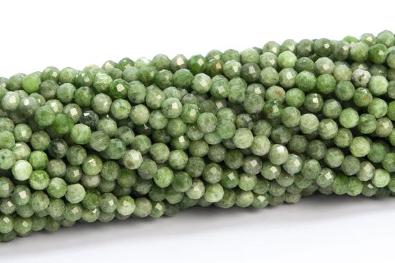 3mm Chrome Diopside Beads Grass Green Grade Ab Genuine Natural Half Strand Faceted Round Loose Beads 15.5" Bulk Lot Options (113272-3676)