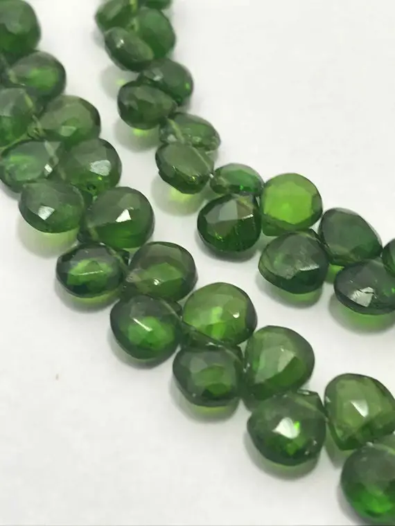 5 - 6 Mm Chrome Diopside Faceted Hearts Gemstone Beads Strand Sale / Faceted Chromodiopside / Chromdiospide Strand Wholesale / 6 Mm Hearts