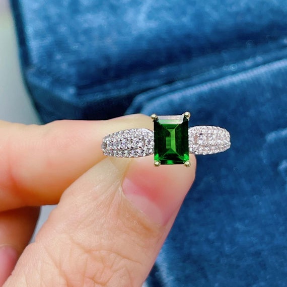 Chrome Diopside Ring, Sterling Silver Ring, Solitaire Ring, Silver Ring, Handmade Ring For Women