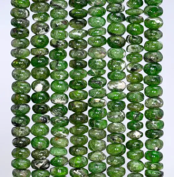 5x3mm Chrome Diopside Gemstone Grade A Deep Green Rondelle Loose Beads 7.5 Inch Half Strand (80004179-912)