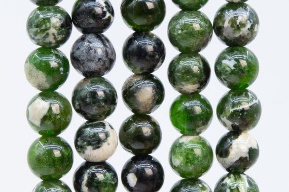 Genuine Natural Chrome Diopside Gemstone Beads 4-5mm Milky White & Green Round Aa Quality Loose Beads (111185)