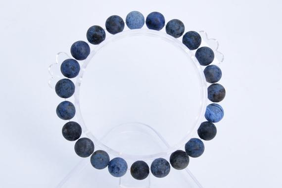 8mm Matte Blue Dumortierite Beads Bracelet Grade A Genuine Natural Round Gemstone 7" Bulk Lot 1,3,5,10 And 50 (106739h-067)