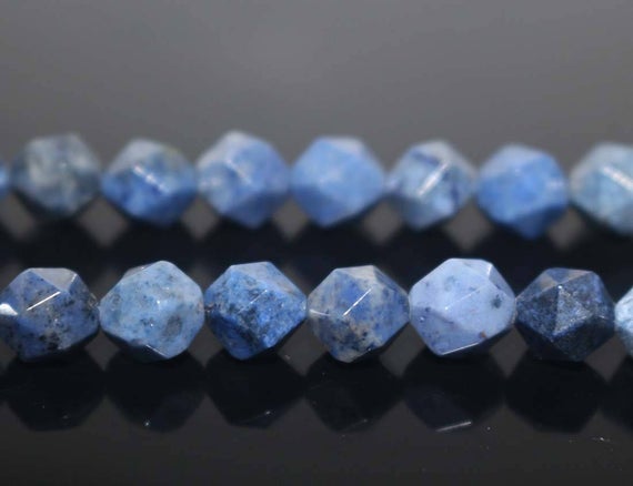 Natural Faceted Dumortierite Nugget Beads,dumortierite Beads,6mm 8mm 10mm Star Cut Faceted Beads,one Strand 15"