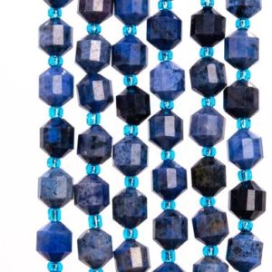 Shop Dumortierite Beads! Genuine Natural Sodalite Gemstone Beads 8x7MM Blue Faceted Bicone Barrel Drum AA Quality Loose Beads (115625) | Natural genuine faceted Dumortierite beads for beading and jewelry making.  #jewelry #beads #beadedjewelry #diyjewelry #jewelrymaking #beadstore #beading #affiliate #ad