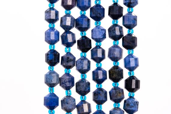 Genuine Natural Sodalite Gemstone Beads 8x7mm Blue Faceted Bicone Barrel Drum Aa Quality Loose Beads (115625)