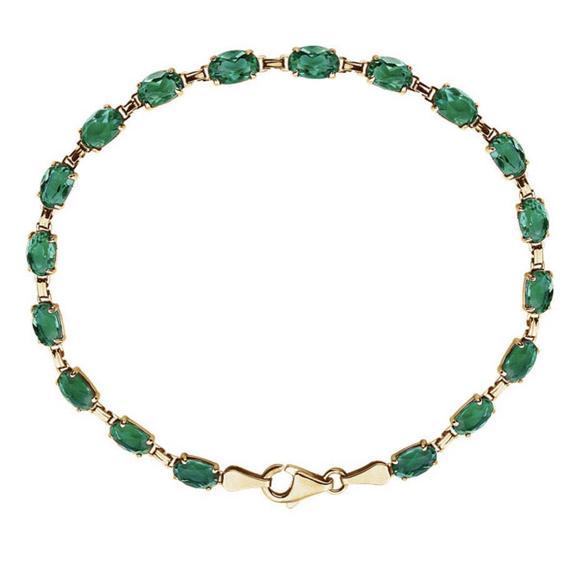 Beautiful 10ctw Emerald 14k Gold Bracelet 7.25" Trending Jewelry Gift Wife Mother Bride Fiance Valentine August Birthstone